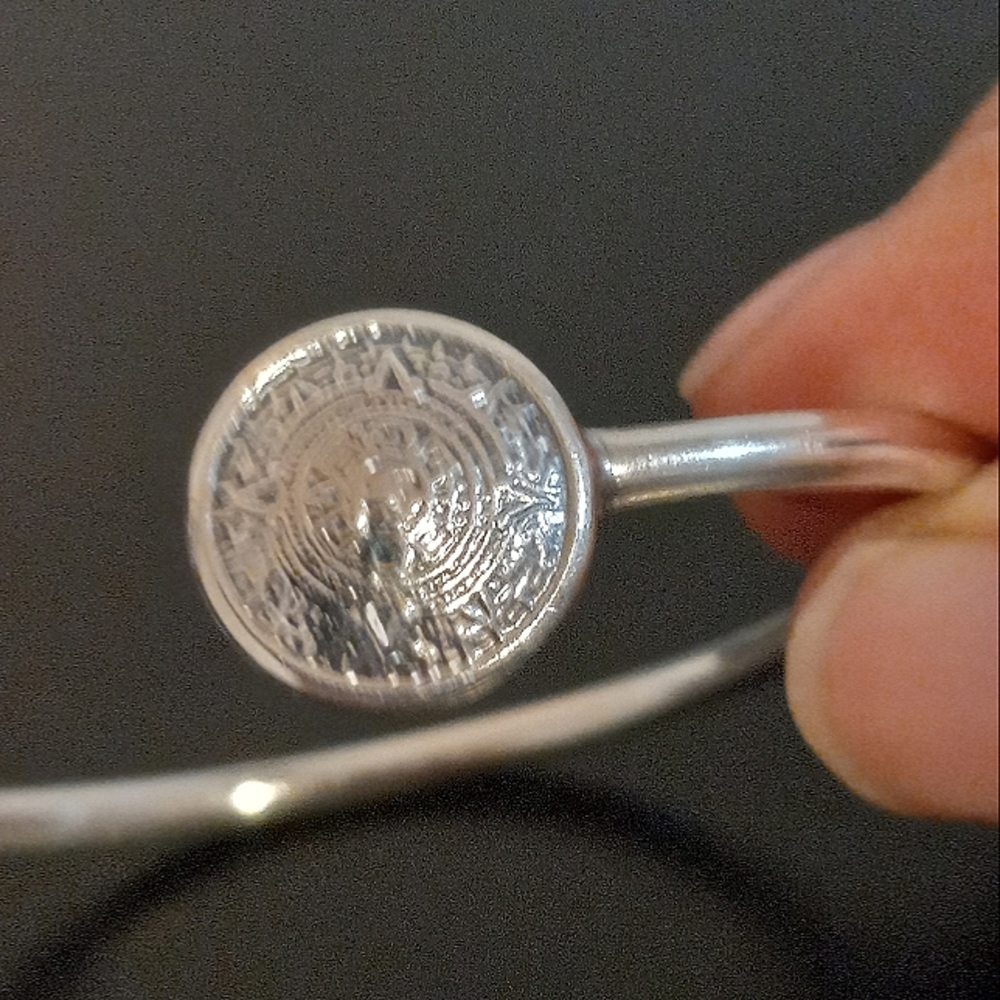 Sterling Aztec calender cuff - Picture 7 of 15